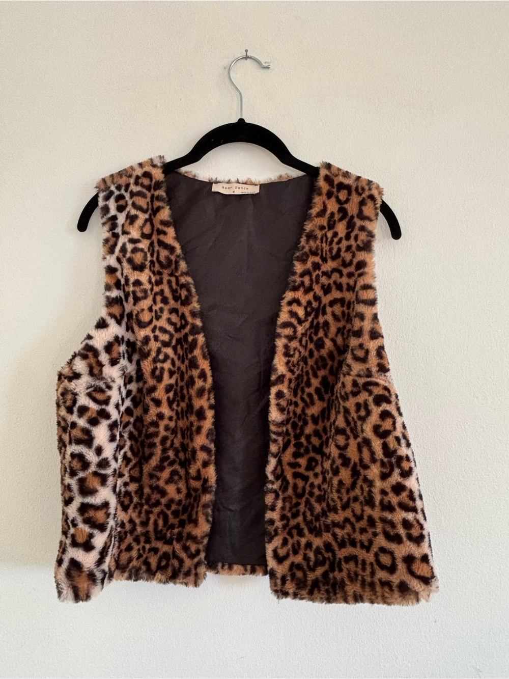 Bear Dance Leopard Print Faux Fur Vest - Brown & Black
